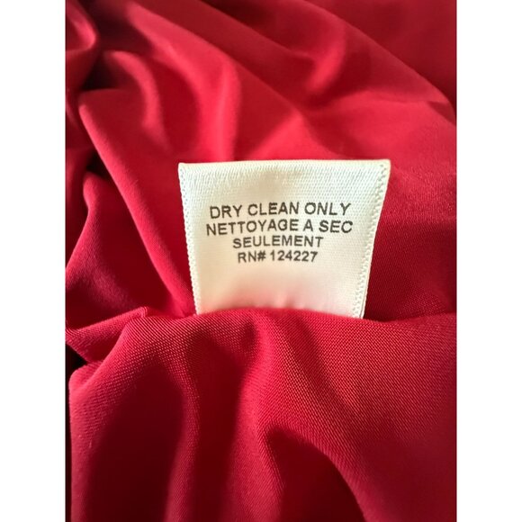 MISA Los Angeles Red Teget Dress Knot Front Bell Sleeves V Neck‎ Draped Ruched S - Picture 10 of 12